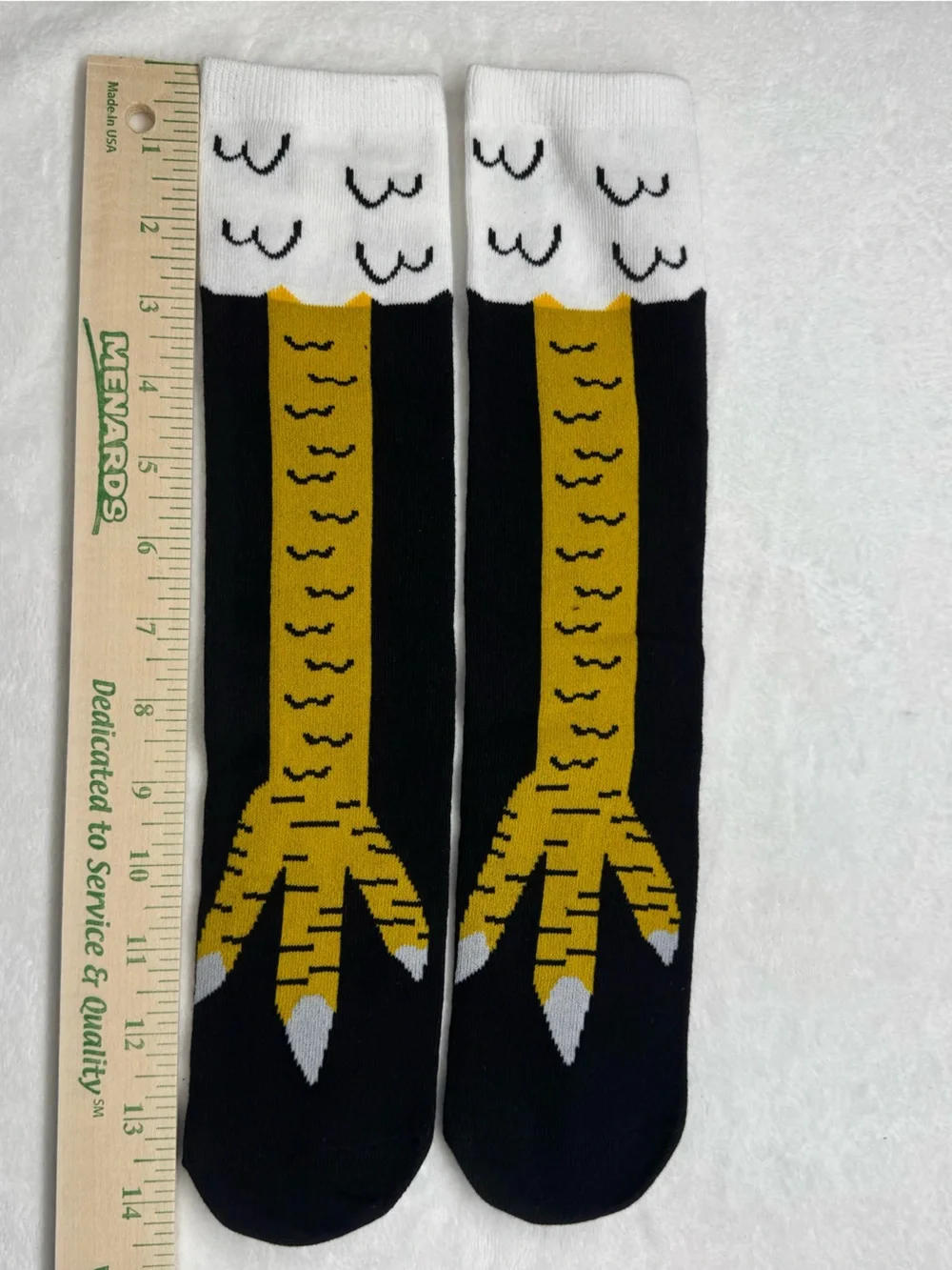 Quirky Bird Claw Crew Socks – Novelty Black White Yellow